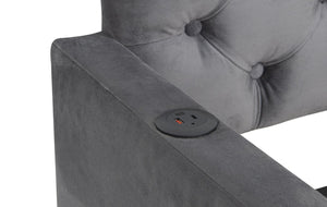 English Elm Twin Size Upholstered Daybed With Trundle & Usb Charging - Plush Velvet, Ideal For Living Room Use W1670S00017-GIGA