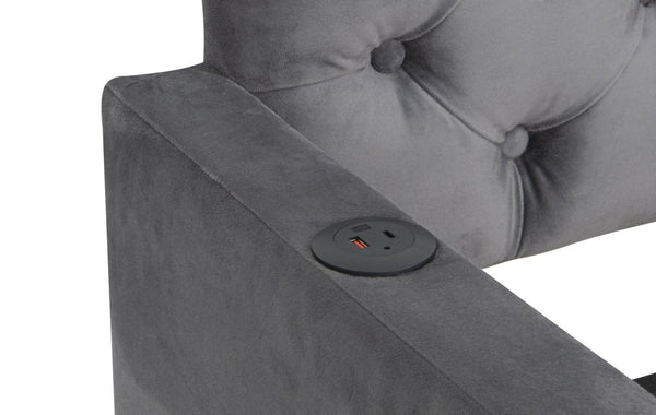 English Elm Twin Size Upholstered Daybed With Trundle & Usb Charging - Plush Velvet, Ideal For Living Room Use W1670S00017-GIGA