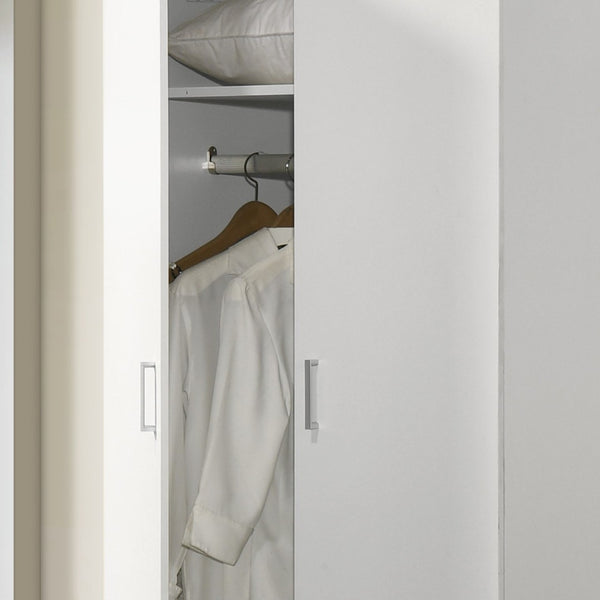 English Elm Michael Tall White Wardrobe Armoire with Hanging Rod Shelf for Bedroom Storage B061133845