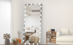 English Elm Hollywood Oversized 72x32 LED Full Length Mirror with Touch Control, 3 Color & Brightness Modes, Silver W708P379305