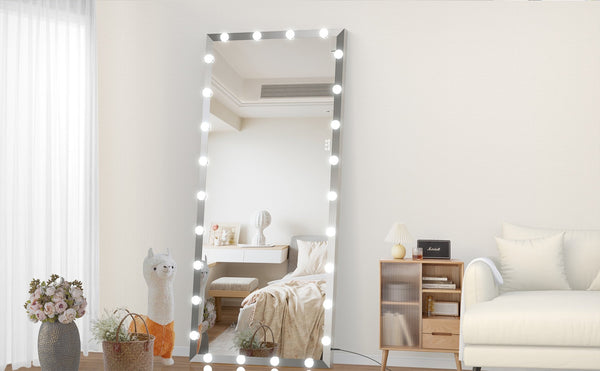 English Elm Hollywood Oversized 72x32 LED Full Length Mirror with Touch Control, 3 Color & Brightness Modes, Silver W708P379305