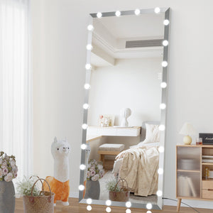 English Elm Hollywood Oversized 72x32 LED Full Length Mirror with Touch Control, 3 Color & Brightness Modes, Silver W708P379305