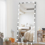 Hearth and Haven Hollywood Full Length Mirror with Lights Oversized Full Body Vanity Mirror with 3 Color Modes Lighted Large Standing Floor Mirror For Dressing Room Bedroom Hotel Touch Control, Silver, 72X32 Inch W708125598