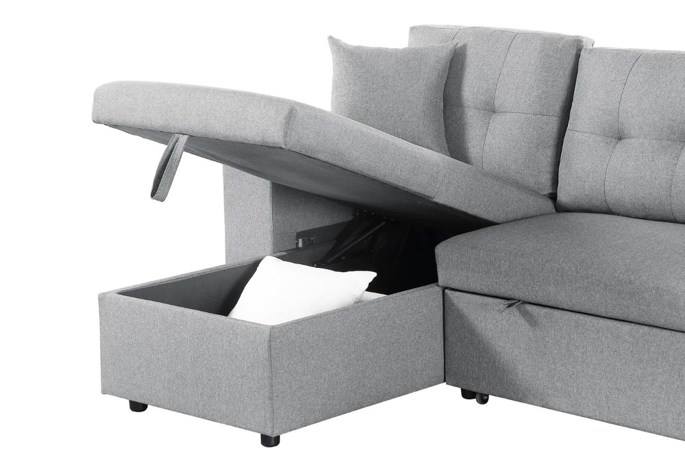 English Elm Daniel Linen Blend Reversible Sectional with Sleeper Ottomans and Chaise Storage B102S00009