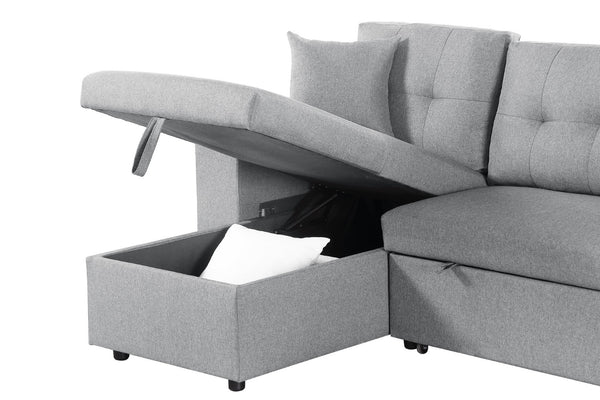 English Elm Daniel Linen Blend Reversible Sectional with Sleeper Ottomans and Chaise Storage B102S00009