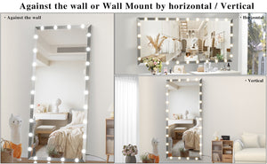 English Elm Hollywood Oversized 72x32 LED Full Length Mirror with Touch Control, 3 Color & Brightness Modes, Silver W708P379305
