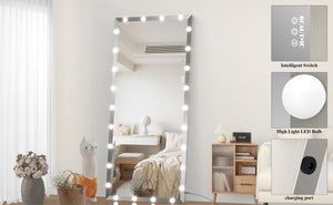 English Elm Hollywood Oversized 72x32 LED Full Length Mirror with Touch Control, 3 Color & Brightness Modes, Silver W708P379305