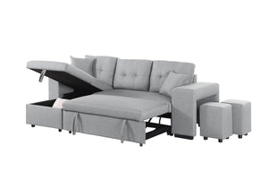 English Elm Daniel Linen Blend Reversible Sectional with Sleeper Ottomans and Chaise Storage B102S00009