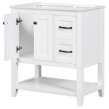 English Elm 30" Bathroom Vanity Without Sink Top, Cabinet Base Only, Vanity With Multi-Functional Drawer, White