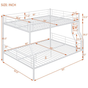 English Elm Full Xl Over Queen Iron Bunk Bed Convertible Metal Frame for Shared Kids Rooms LT000248AAK