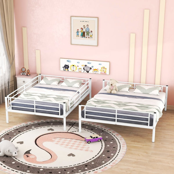 English Elm Full Xl Over Queen Iron Bunk Bed Convertible Metal Frame for Shared Kids Rooms LT000248AAK