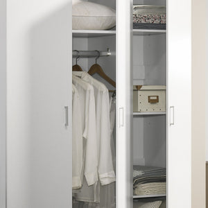 English Elm Declan White Wardrobe Armoire with Hanging Rod Adjustable Shelves and Three Doors B061133846