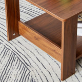 English Elm Modern and Practical Walnut Textured Coffee Tables , Tea Tables. The Double Layered Coffee Table Is Made Of Mdf Material. Suitable For Living Room 43.3"*21.6"*16.5" Ct-16