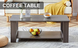 English Elm A Modern and Practical Gray Textured Coffee Table,Tea Table.Double Layered Coffee Table Made Of Mdf Material,. Suitable For Living Room,Bedroom and Study Room. 43.3"*21.6"*16.5" Ct-16