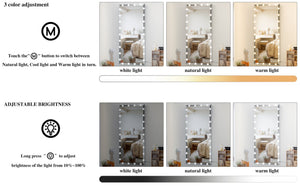 English Elm Hollywood Oversized 72x32 LED Full Length Mirror with Touch Control, 3 Color & Brightness Modes, Silver W708P379305