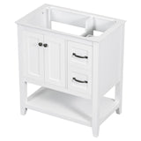 English Elm 30" Bathroom Vanity Without Sink Top, Cabinet Base Only, Vanity With Multi-Functional Drawer, White