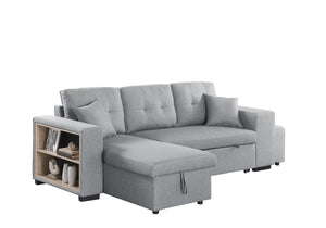 English Elm Daniel Linen Blend Reversible Sectional with Sleeper Ottomans and Chaise Storage B102S00009