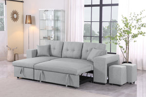 English Elm Daniel Linen Blend Reversible Sectional with Sleeper Ottomans and Chaise Storage B102S00009