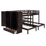 Hearth and Haven Full-Over-Twin-Twin Bunk Bed with Shelves, Wardrobe and Mirror LT000523AAP