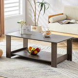 English Elm A Modern and Practical Gray Textured Coffee Table,Tea Table.Double Layered Coffee Table Made Of Mdf Material,. Suitable For Living Room,Bedroom and Study Room. 43.3"*21.6"*16.5" Ct-16