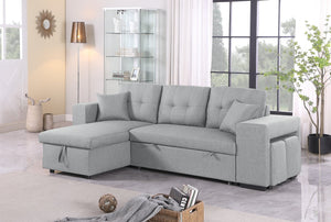 English Elm Daniel Linen Blend Reversible Sectional with Sleeper Ottomans and Chaise Storage B102S00009