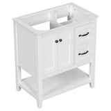 English Elm 30" Bathroom Vanity Without Sink Top, Cabinet Base Only, Vanity With Multi-Functional Drawer, White