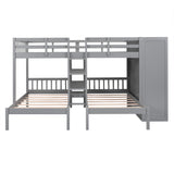 Hearth and Haven Full-Over-Twin-Twin Bunk Bed with Shelves, Wardrobe and Mirror LT000523AAE