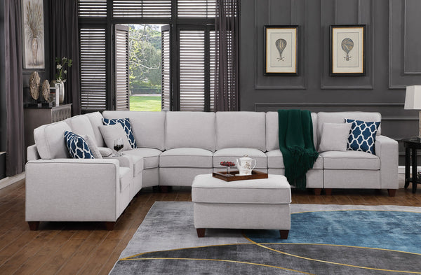 English Elm Jessica Contemporary Sectional Sofa With Ottoman - Versatile, Comfortable, And Convenient Design! B102S00035