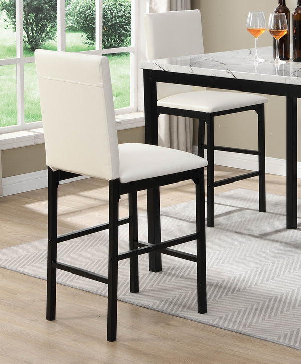 English Elm White Counter Height Chairs Set of 4 - Brown Faux Leather Seats, Black Metal Frame, Compact Dining Stylish Comfort B011133383