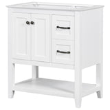 English Elm 30" Bathroom Vanity Without Sink Top, Cabinet Base Only, Vanity With Multi-Functional Drawer, White