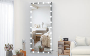 English Elm Hollywood Oversized 72x32 LED Full Length Mirror with Touch Control, 3 Color & Brightness Modes, Silver W708P379305