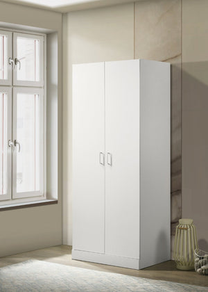 English Elm Michael Tall White Wardrobe Armoire with Hanging Rod Shelf for Bedroom Storage B061133845