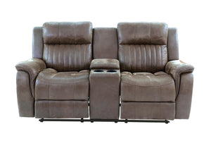 English Elm Contemporary Power Motion Loveseat With Console – Dark Coffee Leatherette Couch For Ultimate Comfort B011133395