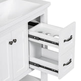 English Elm 30" Bathroom Vanity Without Sink Top, Cabinet Base Only, Vanity With Multi-Functional Drawer, White