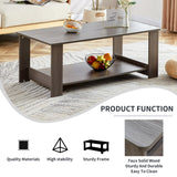 English Elm A Modern and Practical Gray Textured Coffee Table,Tea Table.Double Layered Coffee Table Made Of Mdf Material,. Suitable For Living Room,Bedroom and Study Room. 43.3"*21.6"*16.5" Ct-16