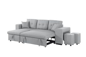 English Elm Daniel Linen Blend Reversible Sectional with Sleeper Ottomans and Chaise Storage B102S00009