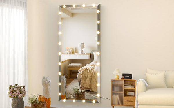 English Elm Hollywood Oversized 72x32 LED Full Length Mirror with Touch Control, 3 Color & Brightness Modes, Silver W708P379305