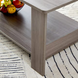 English Elm A Modern and Practical Gray Textured Coffee Table,Tea Table.Double Layered Coffee Table Made Of Mdf Material,. Suitable For Living Room,Bedroom and Study Room. 43.3"*21.6"*16.5" Ct-16