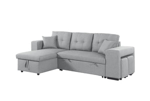 English Elm Daniel Linen Blend Reversible Sectional with Sleeper Ottomans and Chaise Storage B102S00009
