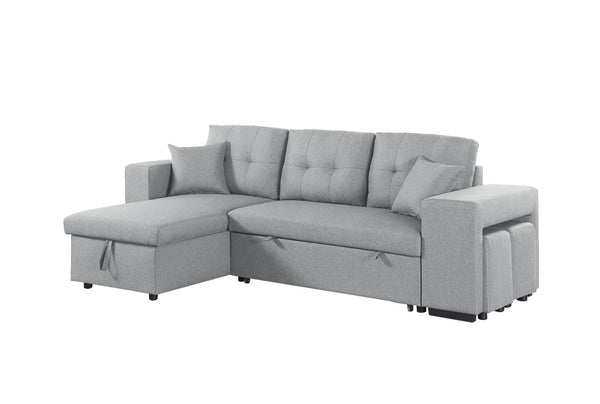 English Elm Daniel Linen Blend Reversible Sectional with Sleeper Ottomans and Chaise Storage B102S00009