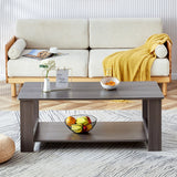 English Elm A Modern and Practical Gray Textured Coffee Table,Tea Table.Double Layered Coffee Table Made Of Mdf Material,. Suitable For Living Room,Bedroom and Study Room. 43.3"*21.6"*16.5" Ct-16