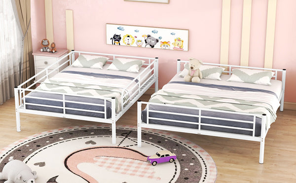 English Elm Full Xl Over Queen Iron Bunk Bed Convertible Metal Frame for Shared Kids Rooms LT000248AAK