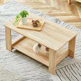 Modern Minimalist Log Color Double Layer Coffee & Tea Table, MDF Material, 35.4