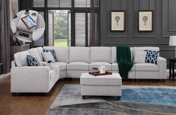 English Elm Jessica Contemporary Sectional Sofa With Ottoman - Versatile, Comfortable, And Convenient Design! B102S00035
