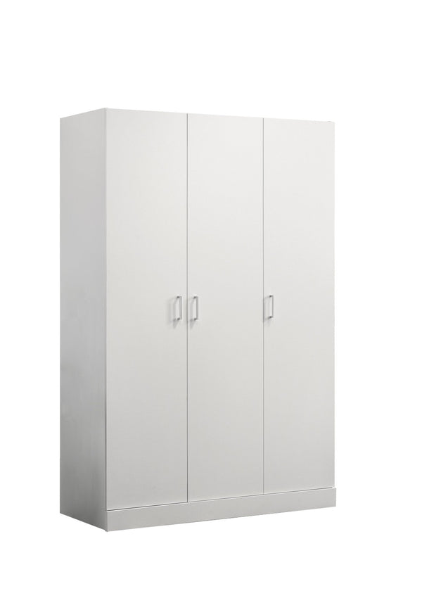 English Elm Declan White Wardrobe Armoire with Hanging Rod Adjustable Shelves and Three Doors B061133846