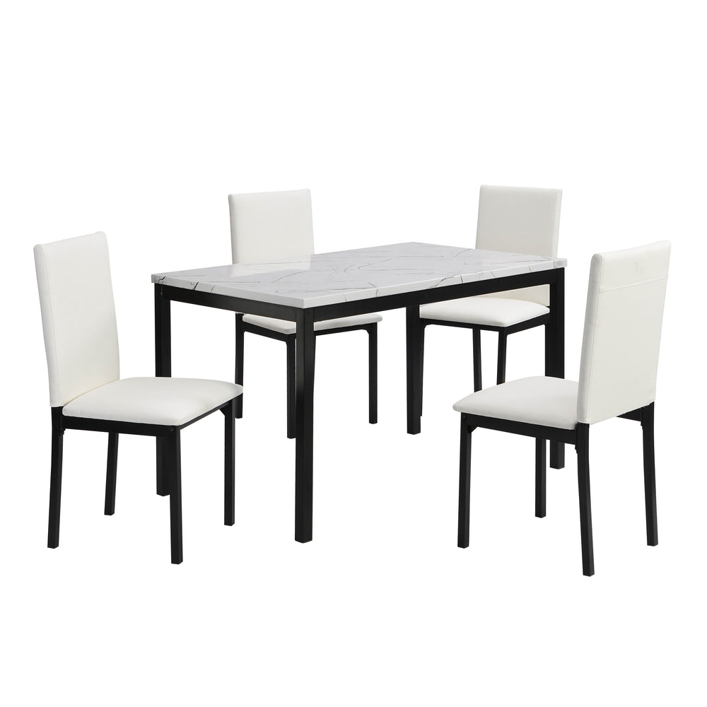 English Elm White Upholstered Side Chairs Set of 4 with Black Metal Legs, Compact Casual Dining Seats, Easy Assembly B011133384