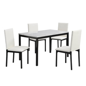 English Elm White Upholstered Side Chairs Set of 4 with Black Metal Legs, Compact Casual Dining Seats, Easy Assembly B011133384