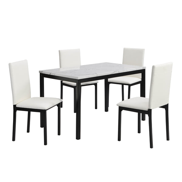 English Elm White Upholstered Side Chairs Set of 4 with Black Metal Legs, Compact Casual Dining Seats, Easy Assembly B011133384