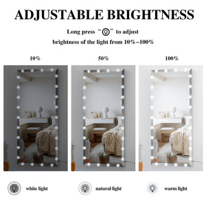 English Elm Hollywood Oversized 72x32 LED Full Length Mirror with Touch Control, 3 Color & Brightness Modes, Silver W708P379305