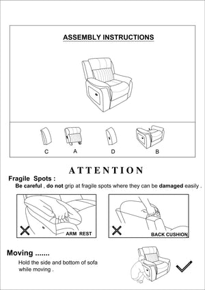 English Elm Contemporary Slate Blue Manual Motion Recliner Chair - Breathable Leatherette, Padded Headrest & Arms, Cozy B011133623